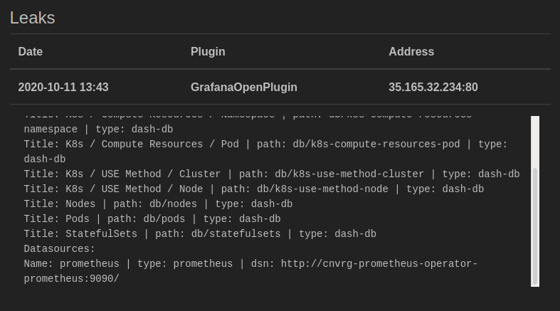 Grafana results